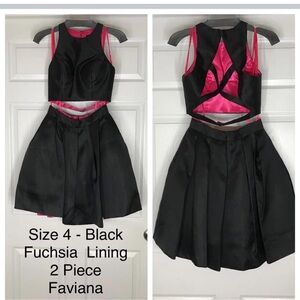 Faviana Black Two-Piece Cocktail, Pageant Appearance, Homecoming Dress